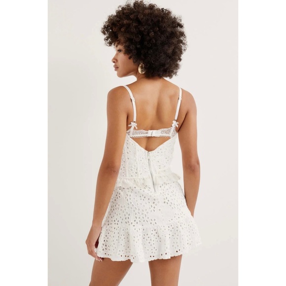Free People x For Love & Lemons Sadie Eyelet Corset Tiered Ruffle Mini Dress - Picture 9 of 13